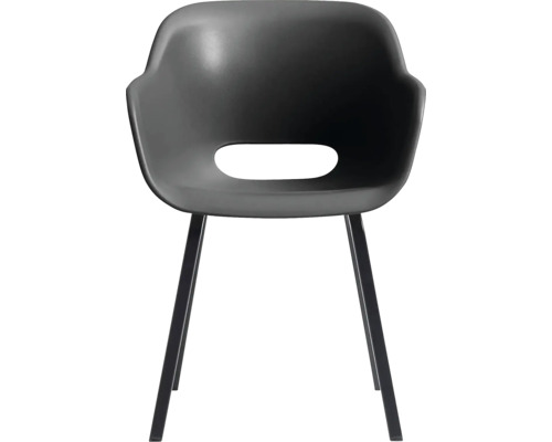 Černá židle s područkami a ocelovými nohami