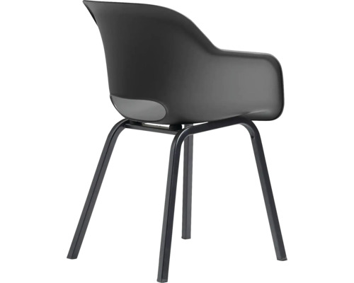 Černé křeslo s kovovýma nohama