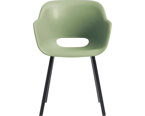 Skořepinové křeslo s područkami a kovovýma nohama