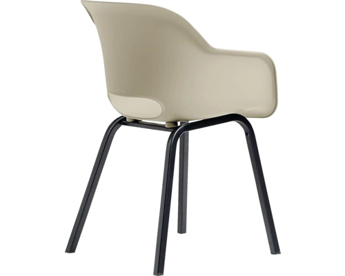 Křeslo s skořepinovým sedákem a černým kovovým rámem