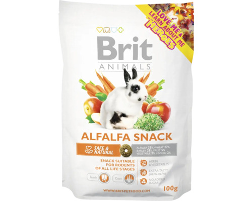 Pamlsky pro hlodavce Brit Animals Alfalfa Snack 100 g Brit Animals Alfalfa Snack pro hlodavce, 100gramové balení
