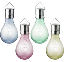 Solární svítidla různých barev ve tvaru žárovky