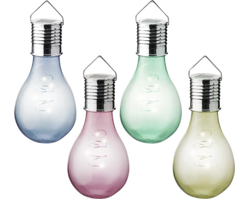 Solární svítidla různých barev ve tvaru žárovky