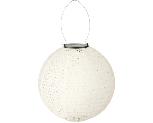 Zahradní osvětlení solární lampion závěsný bílý Ø 25 x 23 cm 1 LED, teplé bílé světlo Zahradní osvětlení solární lampion závěsný bílý Ø 25 x 23 cm 1 LED, teplé bílé světlo