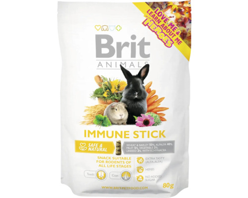 Pamlsky pro hlodavce Brit Animals Immune Stick 80 g Brit Animals Immune Stick krmivo pro hlodavce, 80 gramové balení