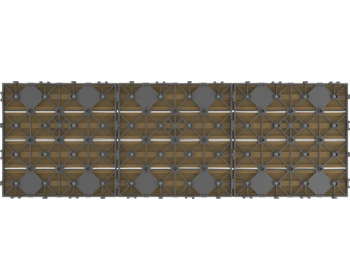 Kompozitní dlaždice se vzhledem dřeva a plastovou podkonstrukcí