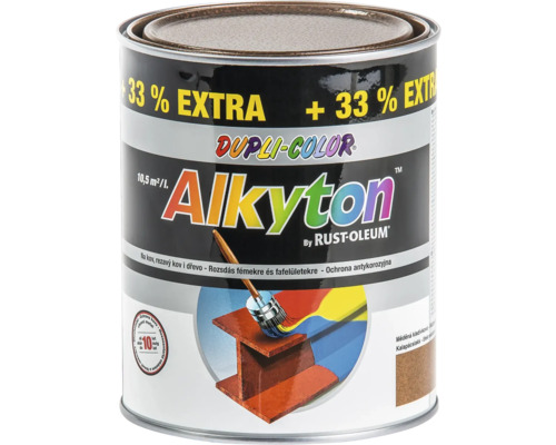 Barva na kov rez i dřevo DUPLI-COLOR Alkyton kladívková měděná +33 % EXTRA 1l Dupli Color Alkyton antikorozní barva na kov, dřevo a pozinkovanou ocel