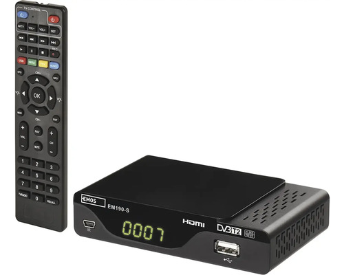 EMOS EM190-S DVB-T2 přijímač s dálkovým ovládáním