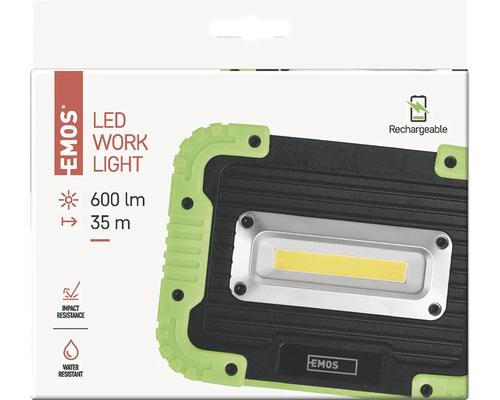 Balení dobíjecího LED pracovního světla Hemos s 600 lumeny a odolností proti nárazům a vodě