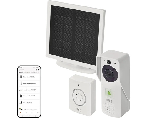 Zvonky EMOS IP-15S se solárním panelem, přijímačem a aplikací pro chytré telefony