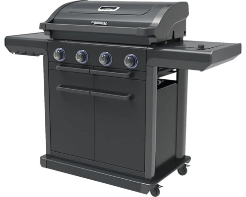 Plynový gril se čtyřmi hořáky, víkem a bočními stolky