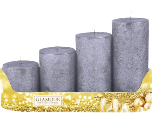 Sada adventních svíček, čtyři sloupové svíčky různé výšky