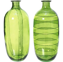 Dvě zelené skleněné vázy