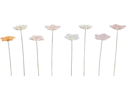 Dekorace květina porcelánová 6 x 6 x 27 cm, různé druhy Dekorativní květinové zápichy z plastu v sadě
