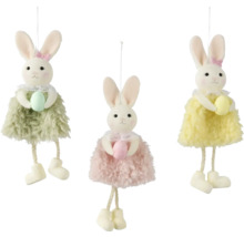 Tři závěsné figurky velikonočních zajíčků s vejci jako dekorace