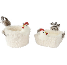 Dva dekorativní košíky ve tvaru slepice