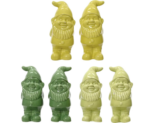 Keramické zahradní trpaslíky v různých barevných odstínech