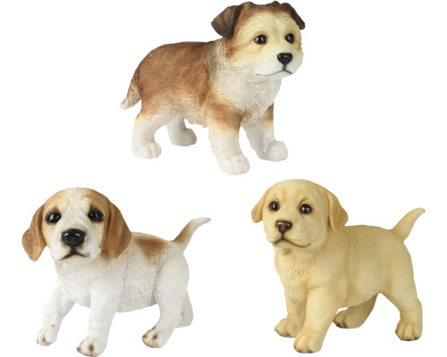 Tři figurky psů jako zahradní dekorace