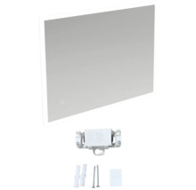 Obdélníkové koupelnové zrcadlo s LED osvětlením, montážním materiálem a napájecím zdrojem