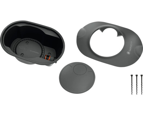 Jednotlivé díly garáže robotické sekačky Gardena