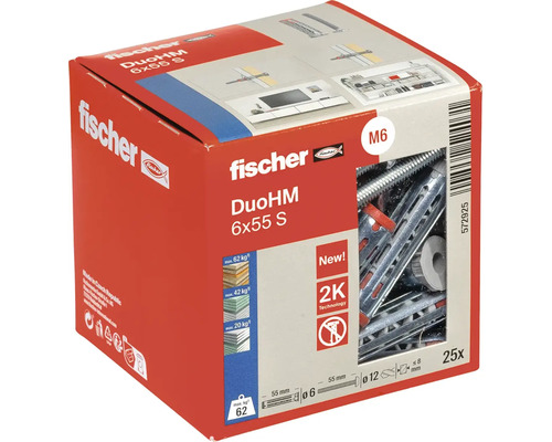 Kovové hmoždinky Fischer DuoHM 6x55 S v kartonové krabici