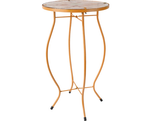 Květinový stolek kovový se skleněnou deskou Ø30,5 x 54 cm oranžový