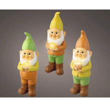 Tři zahradní trpaslíci se světelnými prvky pro dekoraci zahrad a venkovních prostor