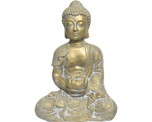Buddha s leknínem polymagnesium 20,5 x 31 x 46 cm zlatý