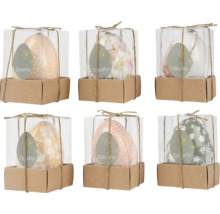 Šest dekorativních velikonočních vajíček v kartonech s průhledným víkem