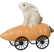 Dekorativní figurka zajíce na mrkvi s kolečky