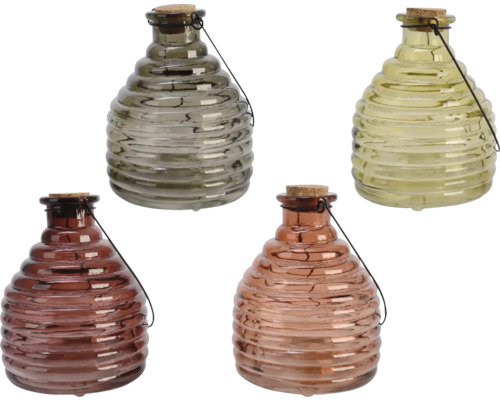 Lapač vos Ø 12,5 x 17 cm, různé druhy Dekorativní skleněné lahve ve tvaru včelího úlu s korkovou zátkou