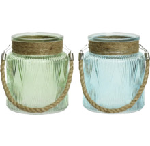 Dva skleněné svícny s provazovými držadly