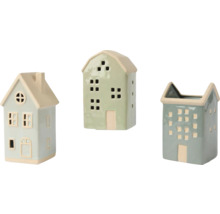 Tři ozdobné keramické domy
