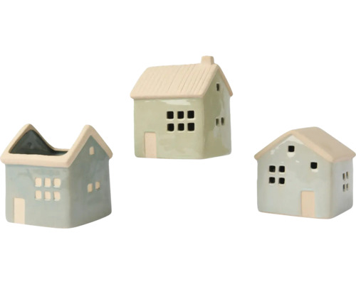 Dekorativní keramické domky, třídílné, pro interiéry