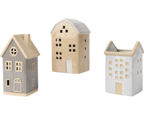 Dekorativní keramické domky, vhodné pro čajové svíčky