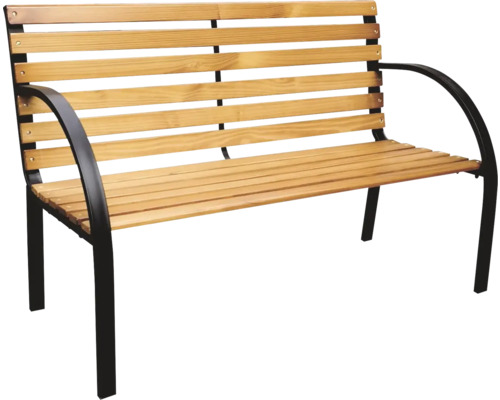 Zahradní lavička z dřeva s kovovým rámem