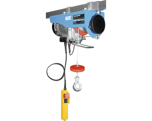 Elektrický lanový naviják s hákem a žlutým ovládáním