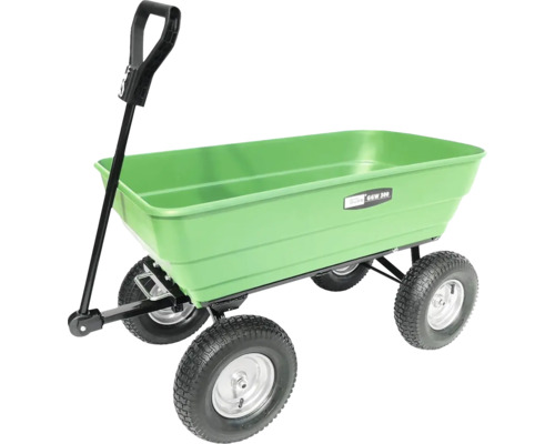 Zahradní vozík se čtyřmi koly a rukojetí