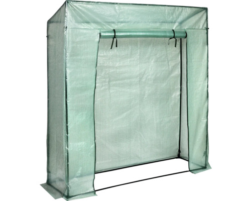 Skleník s fóliovým krytem a otevřenými dveřmi