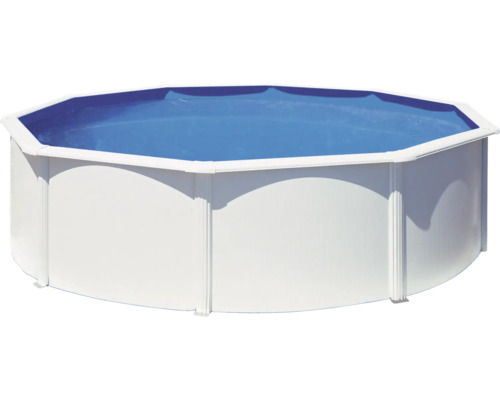 Nadzemní bazén bílý Planet Pool Vision-Pool Classic Ø 450 x 120 cm s pískovou filtrací, žebříkem, skimerem, filtračním pískem a připojovací hadicí