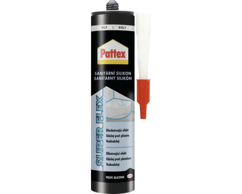Sanitární silikon Pattex pro koupelny a kuchyně bílý 280 ml Sanitární silikon Pattex pro koupelny a kuchyně bílý 280 ml