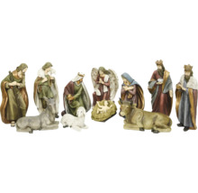 Sada figurek betlémů s Ježíškem, Marií, Josefem, andělem, třemi králi a zvířaty