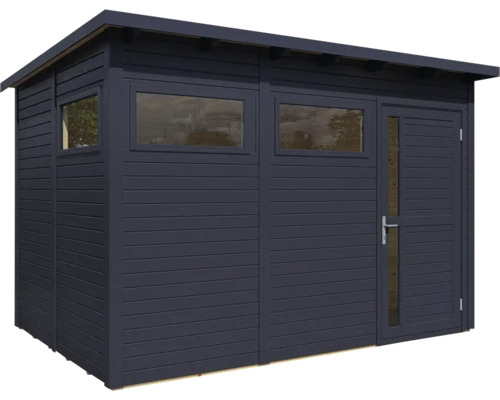 Dřevěný zahradní domek s oknem a dveřmi