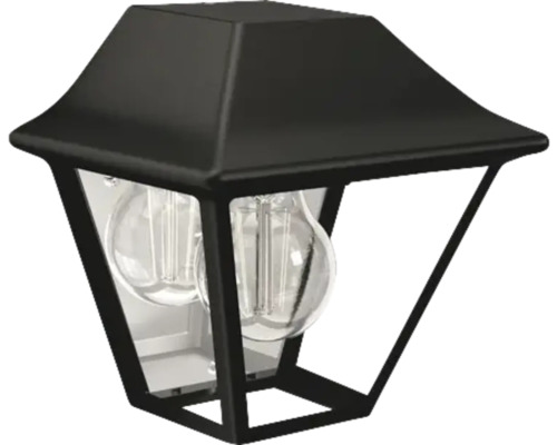 Černé venkovní nástěnné svítidlo se dvěma žárovkami