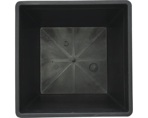 Černý plastový květináč, čtvercový, vnitřní pohled