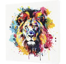 Dekorativní plátno s barevnou lví hlavou v akvarelovém stylu