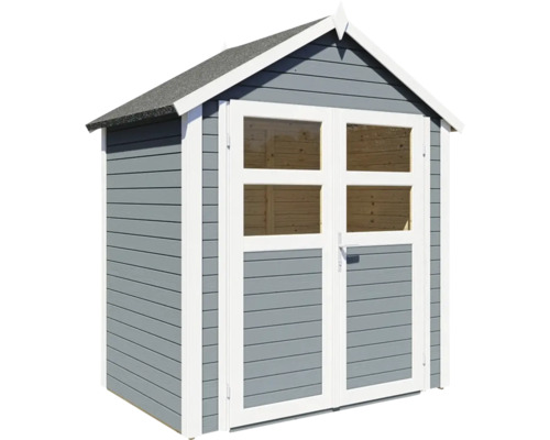 Zahradní domek s okny a dvoukřídlými dveřmi