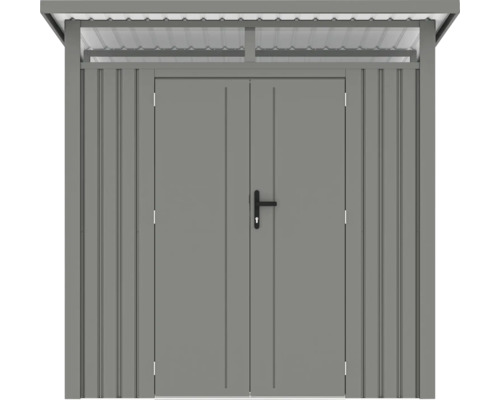 Kovový zahradní domek s dvoukřídlými dveřmi