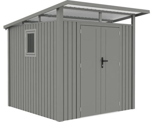 Kovový zahradní domek s dveřmi a oknem