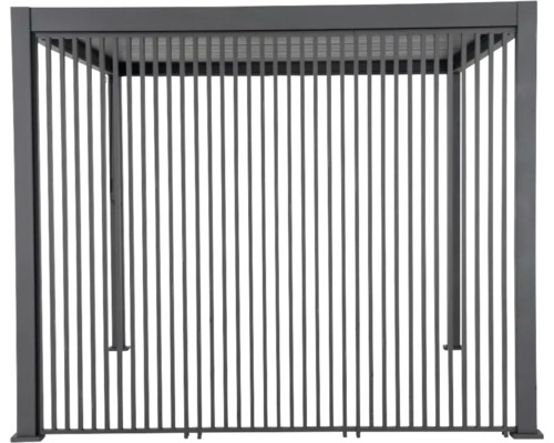 Šedá kovová pergola pro venkovní použití